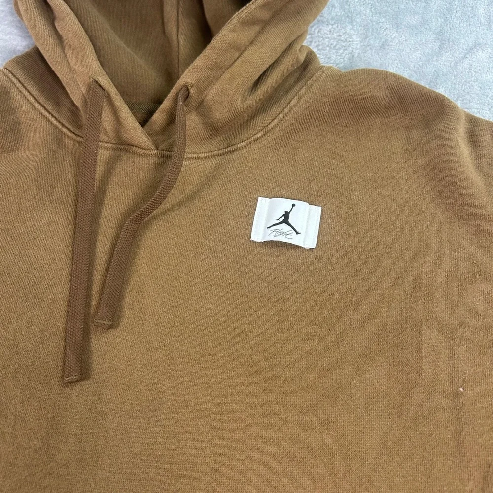 Jordan Flight Hoodie Mens Medium Oversized Fit Brown Fleece Pullover Jumpman